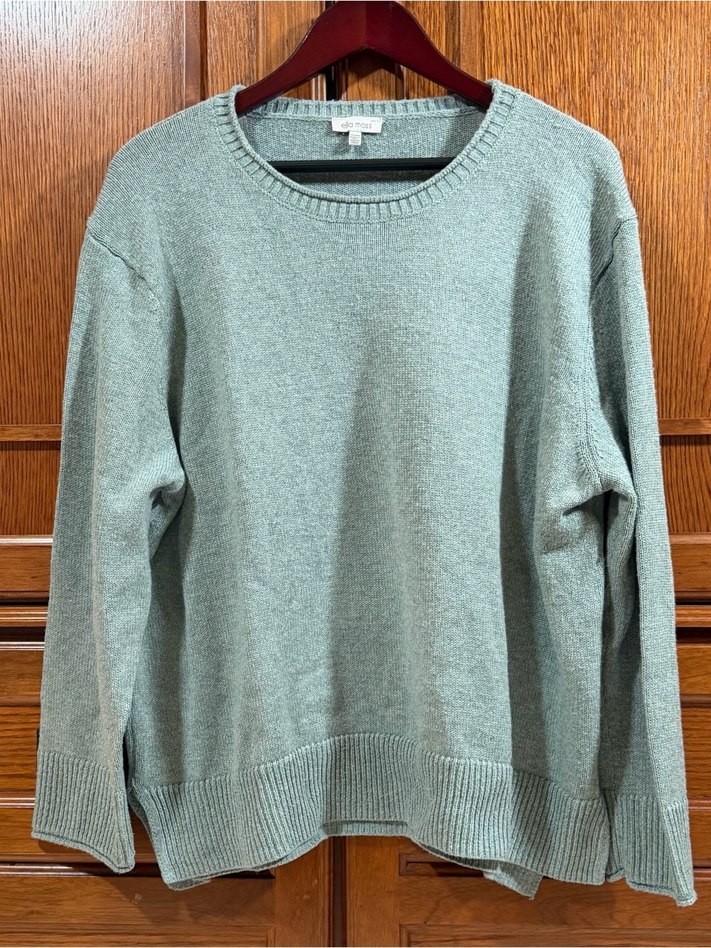 Ella Moss Sage Knit Crewneck Pullover Sweater Cozy Cottagecore Casual Minimalist